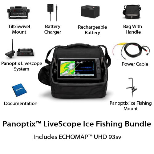 Garmin Panoptix LiveScope Ice Fishing Bundle, Preloaded LakeVu g3