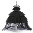 thumbnail image 4 of Moocorvic Flower Girls Dresses Cold Shoulder Short A Line Wedding Party Ball Gown Princess Dress 4-5Years,Black, 4 of 8