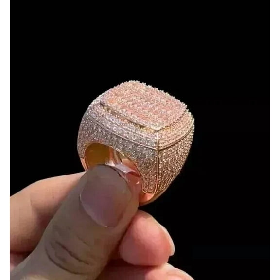 2Ct Round Lab Created Diamond Pinky Men's Wedding Ring 14K Rose Gold Plated