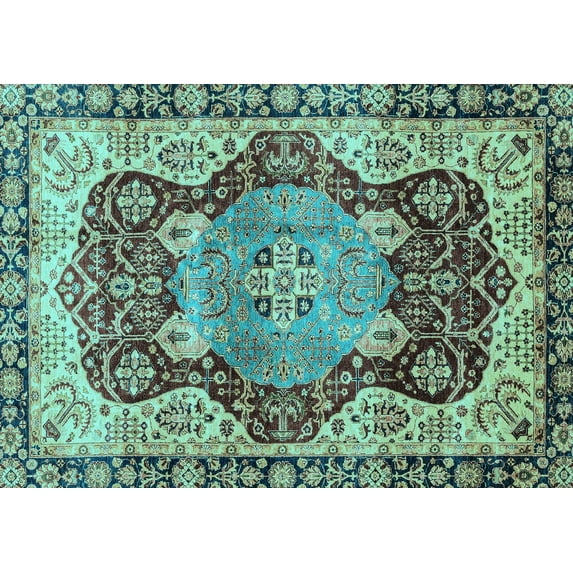 Ahgly Company Indoor Rectangle Persian Light Blue Traditional Area Rugs, 7' x 10'