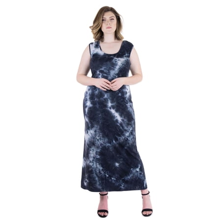 Plus Size Tie Dye Sleeveless Racerback Maxi Dress