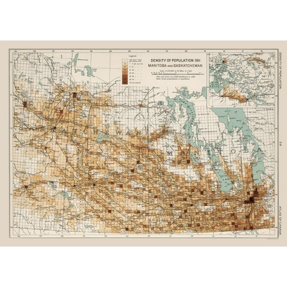 Historic Map - Saskatchewan Manitoba Canada - Chalifour 1915 - 32.04 x 23 - Vintage Wall Art