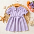 thumbnail image 4 of MEZZALL Toddler Girls Short Sleeve Plaid Cartoon Embroider Dress Casual Dresses Relaxed Fit Sundress, 4 of 6