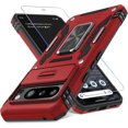 thumbnail image 1 of KOMI Case for Google Pixel 9 Pro XL with Slide Camera Cover+Screen Protector (1 Pack), Rotated Ring Kickstand Military Grade Shockproof Heavy Duty Protective Cover Red, 1 of 5