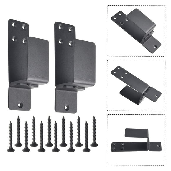 MYG for Door Barricade Brackets for 2x4 Lumber, U-Shaped Security Bar Holders, High-Strength Steel Door Reinforcement Hardware for Home, Garage, Basement, Barn, Shed, Warehouse (2 Pieces, Black)