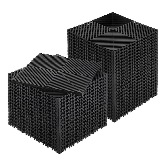 40-Pack Interlocking Drainage Mats, Black PP Plastic Floor Tiles, 12"x12" Each.