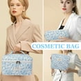 thumbnail image 4 of Soda Candy Makeup Bag Large Quilted Cosmetic Bag Floral Make up Bag for Women Cute Cotton Makeup Bag Set Travel Toiletry Organizer Bag, Blue White, 4 of 7