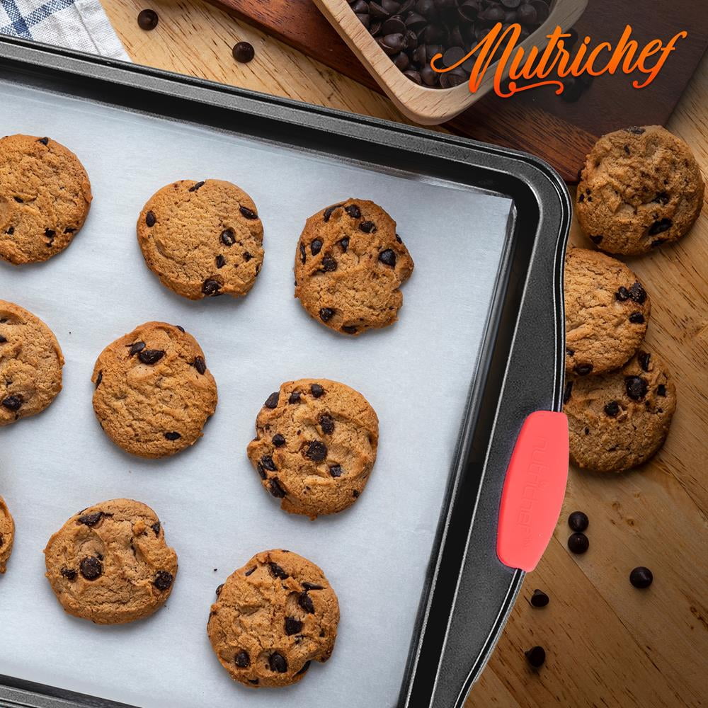 NutriChef 15” Non-Stick Cookie Sheet, Medium Gray Commercial Grade Quality Carbon Metal Bakeware