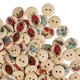 thumbnail image 3 of 100 Uds. Botones de madera con impresión mixta, 2 agujeros, botones de madera decorativos redondos para costura artesanal, Color de registro, dibujos animados de animales del bosque, 3 of 5