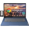 thumbnail image 1 of Lenovo IdeaPad Slim 3 Chromebook 14 FHD Touchscreen Laptop, MediaTek Kompanio 520, 4GB LPDDR4X, 352GB Storage (64GB eMMC + 288GB Docking Station Set), Webcam, WiFi 6, Chrome OS, Abyss Blue, 1 of 5