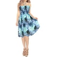 thumbnail image 2 of LA LEELA Women's Boho Halter Smocked Mini Flowy Beach Dress Tube Top Strapless Dresses for Women One Size Aqua, Leopard, 2 of 4