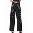 thumbnail image 3 of Women'S High Waisted Jeans Boyfriend Baggy Wide Straight Leg Casual Denim Pants Trousers Black XS, 3 of 9