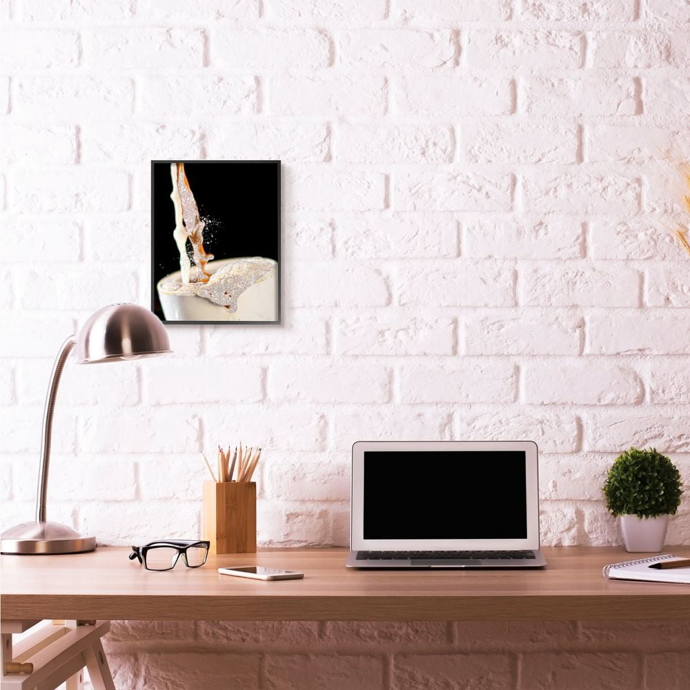 Stupell Industries Glitter Pour Coffee Beverage Glam Fashion Design Framed Wall Art by Ziwei Li
