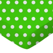 SheetWorld Fitted 100% Cotton Percale Play Yard Sheet Fits BabyBjorn Travel Crib Light 24 x 42, Polka Dots Green