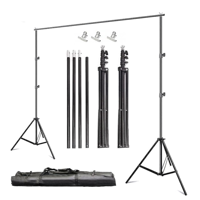Adjustable Photo Background Support, Backdrop Stand Collapsible and Portable Carrying Bag for Canvas Muslin Paper Hold, Ideal for Photography Studio Location Work