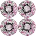 thumbnail image 2 of Shower Caps,Pioneer Flower Floral Print Pattern Waterproof Shower Cap for Women 4 Pieces,Double Reusable Hair Cover for Shower PEVA Elastic Stretch Hem, 2 of 7