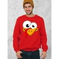 thumbnail image 2 of P&B Thanksgiving Silly Turkey Face Crewneck Sweatshirt, XL, Red, 2 of 5