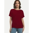 thumbnail image 6 of Women's Short Sleeve Boat Neck Dolman Top with Side Shirring, 6 of 6