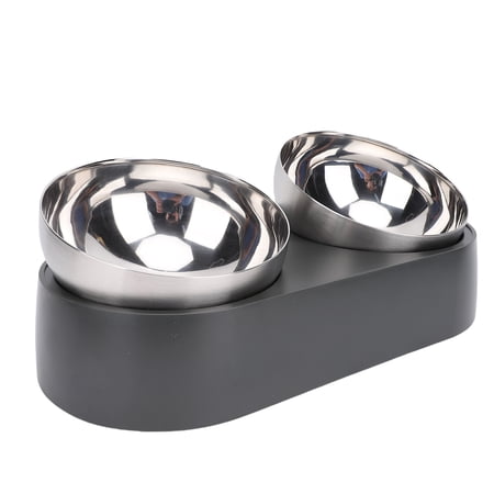 NFTIGB Elevated Pet Food and Water Bowl Set Stainless Steel and Plastic Anti-Slip Raised Feeder for Cats and Dogs Base Dimensions 12.6 x 6.1 Inches / 32 x 15.5 cm Double Dish Design