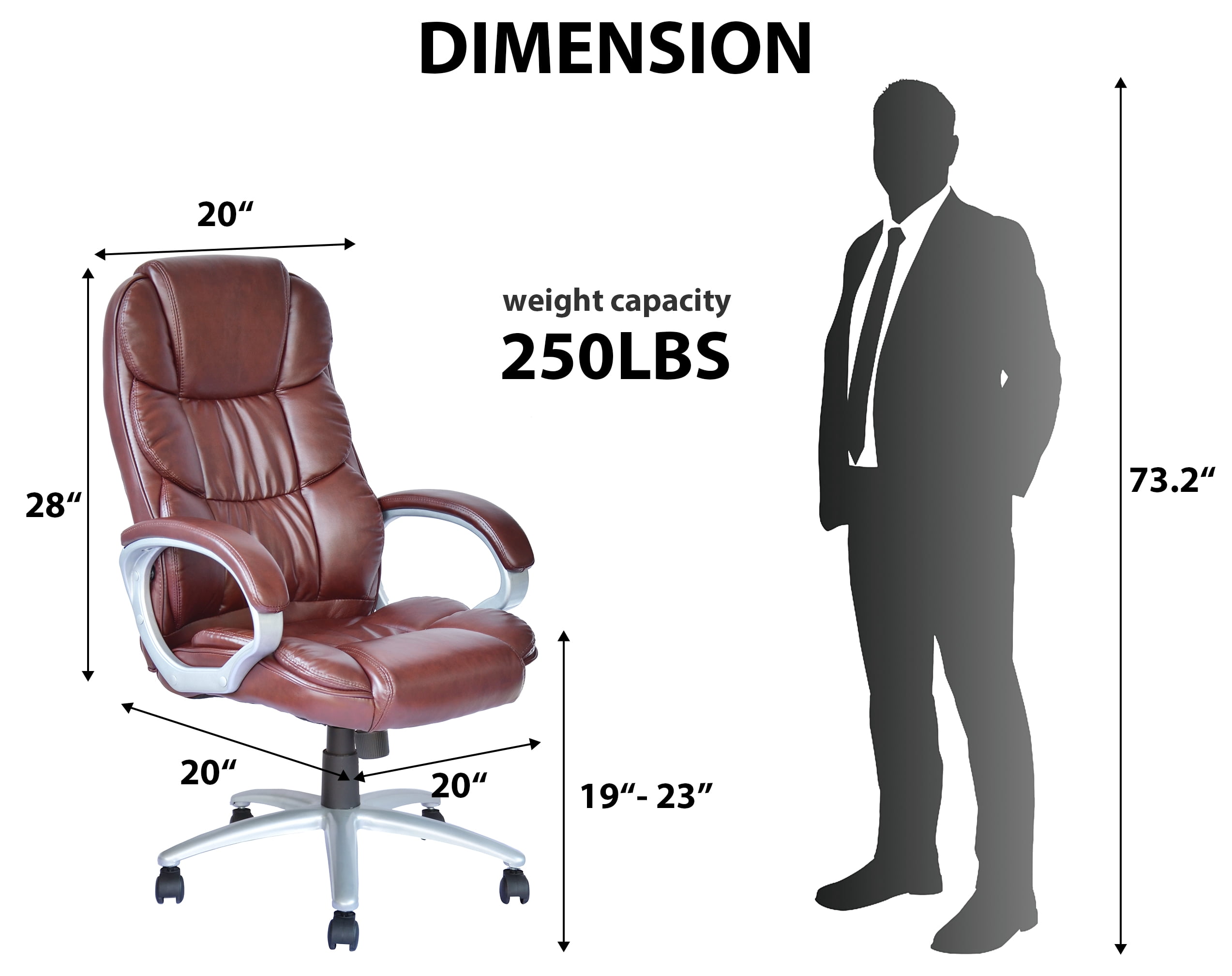 CL.HPAHKL Ergonomic Office Chair, PU Leather Home Office Desk Chairs, Adjustable Height Computer Chair with Armrest and Lumbar Support, Rolling Swivel Comfortable Office Chair Work Chair