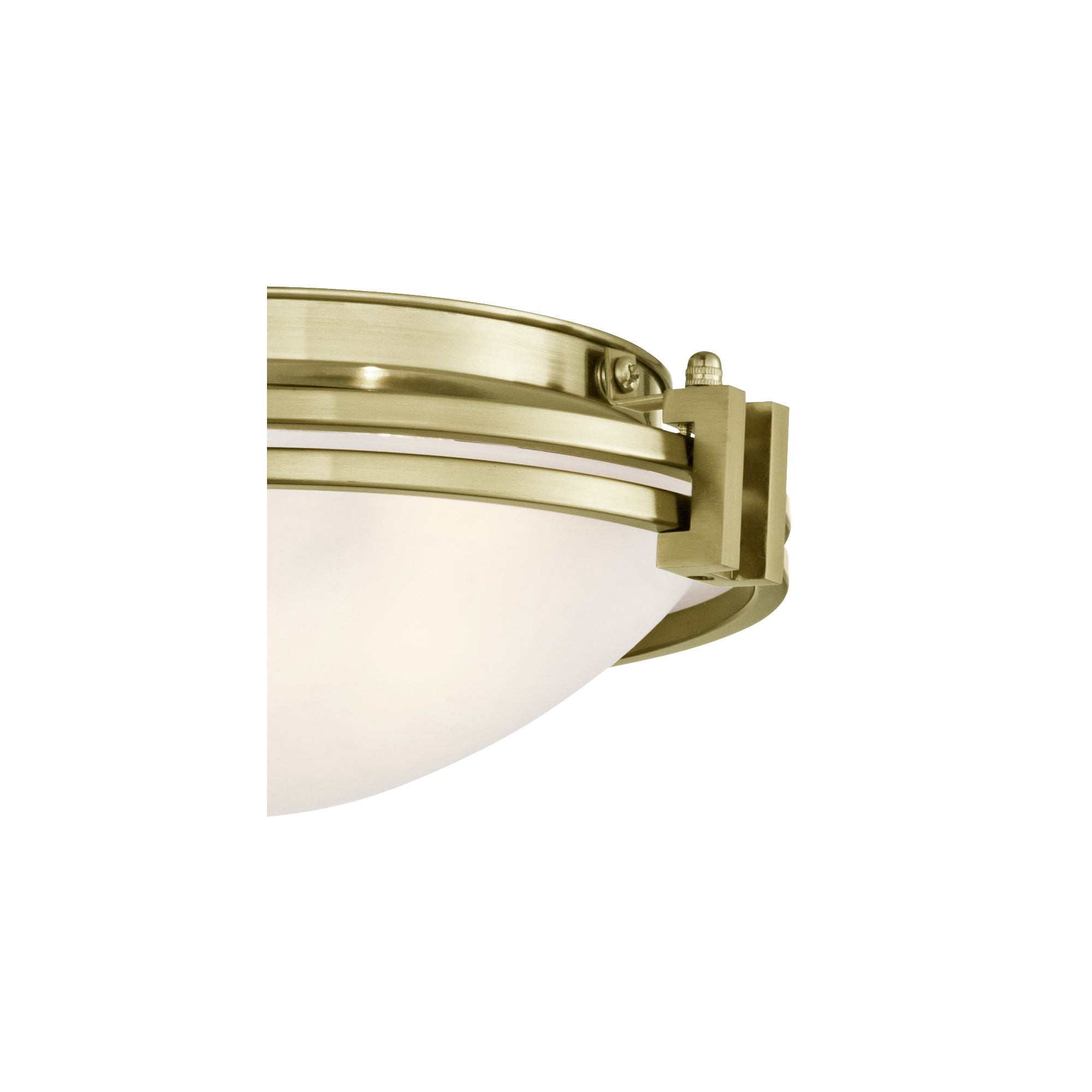 Possini Euro Design Deco Modern Ceiling Light Flush Mount Fixture 12 3/4" Wide Warm Brass 2-Light Satin White Glass for Bedroom Kitchen Living Room
