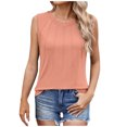thumbnail image 2 of Rvkxad Tank Tops for Women Under $5 Business Work Sleeveless Blouses Round Neck Pleated Tops Flowy Loose Fit Shirts Basic T Shirts Gifts for Moms Pink M, 2 of 5