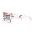 thumbnail image 3 of Funky 80s Asymmetrical Rectangle Thick Plastic Horn Rim Arm Sunglasses Red Clear - Black, 3 of 4