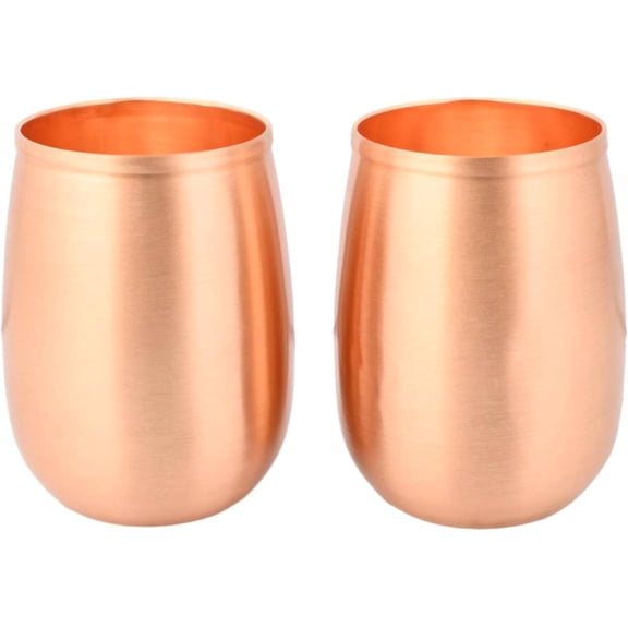 HealthGoodsIn - Pure Copper Tumblers Set of 2 - Plain Barrel Design, 250ml for Ayurveda