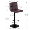 thumbnail image 4 of Bronte Living Leatherette Bar Stool with Adjustable Height, 360 Swivel Design, Comfortable Mid-Backrest, Pedestal Base with Footrest for Kitchen, Pub - Series Clementine - Set of 2, 4 of 8