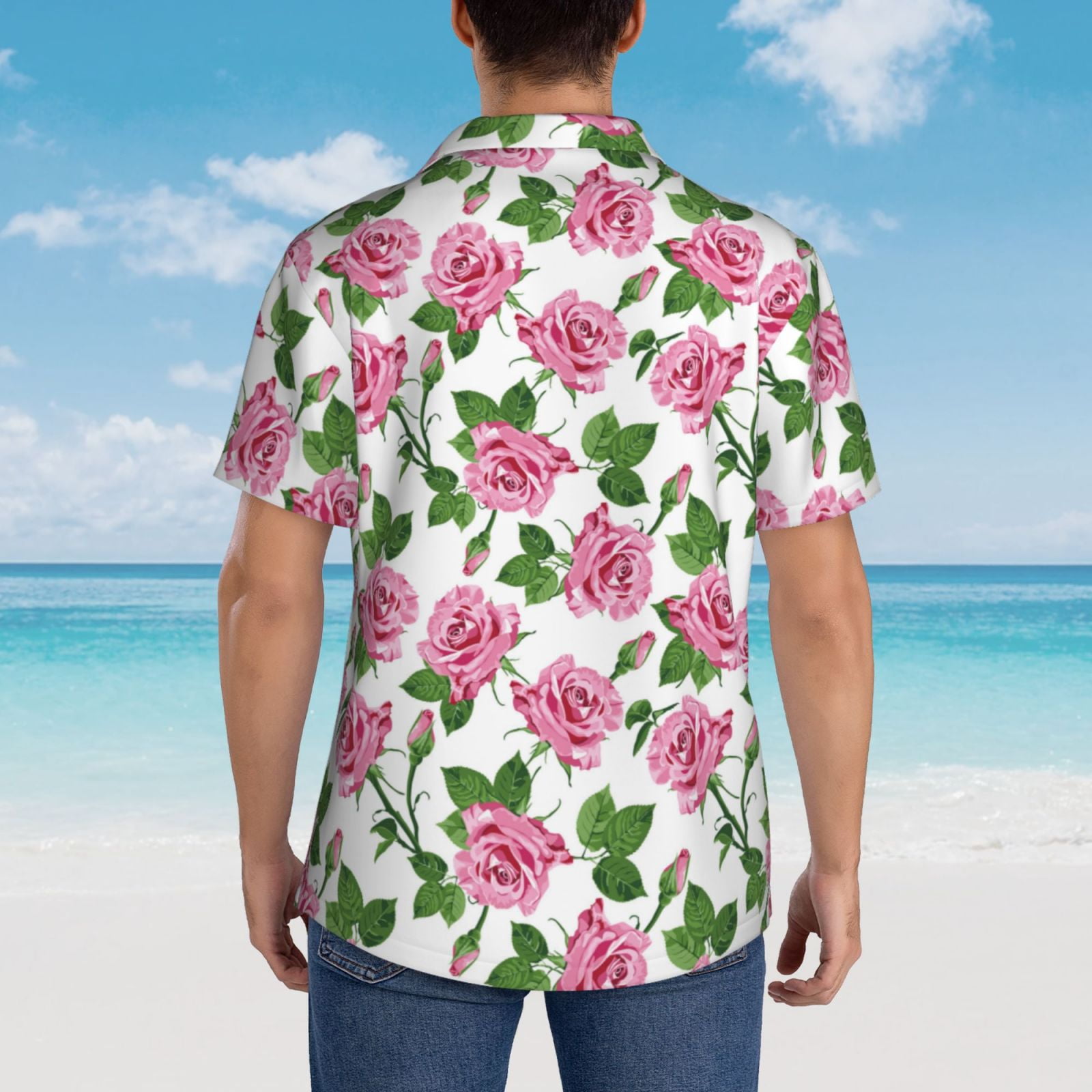 Lsque Rose Flowers pattern Hawaiian Shirt for Men, Unisex