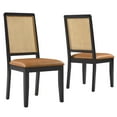 thumbnail image 2 of Vegan Leather Upholstered Faux Rattan and Wood Dining Side Chairs - Set of 2, 2 of 10