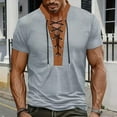 thumbnail image 2 of ohmzyzo Men's Lace Up V Neck Short Sleeve Bohemian Hippie Kilt Medieval Summer Mens Vintage Sweatshirt, 2 of 8