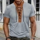 thumbnail image 1 of pstuiky Mangas cortas para hombre, Camiseta de manga corta con cuello alto, cordón en el pecho y colores lisos para hombre camisas casuales para hombre s, 1 of 8