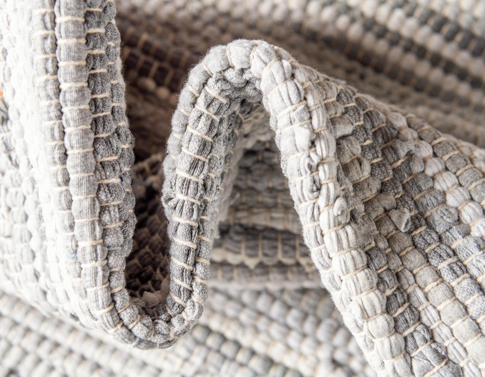 Unique Loom Chindi Cotton Collection Area Rug - Striped (2' 2" x 3' Rectangle Gray/Ivory)