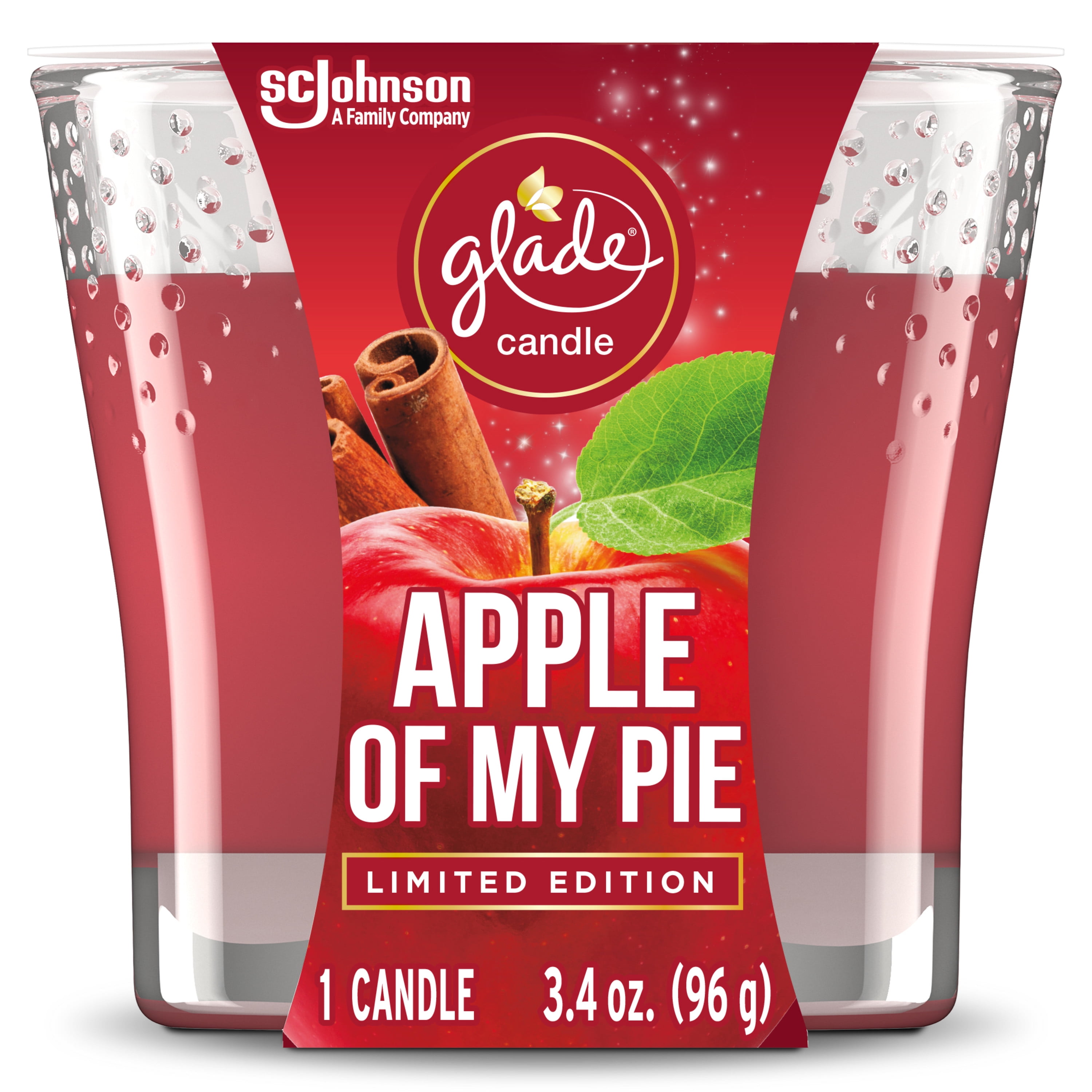 Glade Jar Candle 1 CT, Apple Of My Pie, 3.4 OZ. Total, Air Freshener, Wax Infused with Essential Oils