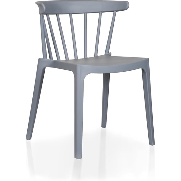 ZCB LIKE HOME Stackable Patio Chair | Spindle Slat Back | Weather Resistant Plastic | Lightweight Space Saving for Dining, Kitchen, Indoor, Outdoor, Gray