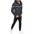 thumbnail image 4 of Men‘s Striped Stitching Zipper Sweatshirt Hooded Jacket Sweater Set, 4 of 6