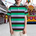 thumbnail image 2 of oqasdz Carnival Boys Striped Polo Shirts with Buttons and Collar Pocket Dress Shirt for and Youth Stretch Loose Performance Summer Dailywear, 2 of 4