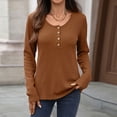 thumbnail image 5 of EDFBUYKRS Womens Loose Blouse Long Sleeve V Neck Button Down T Shirts Tie Front Knot Casual Tops L, 5 of 8