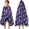 thumbnail image 3 of Blue Cartoon Unicorn Moon Cloud Star Pattern Hooded Bath Towel，60"x35" for Ages 3 To 12 Kids, Quick Dry Lightweight Soft Microfiber Hood Beach Towel Cover Up for Kids, 3 of 7