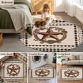 thumbnail image 5 of Round Area Rugs Collection 8 Ft, Western Texas Star Vintage Non-Slip Residential Carpet, Rustic Wreath Black Beige Plaid Indoor Crawling Mats Runner Rugs for Living Room/Dining Room/Bedroom, 5 of 8