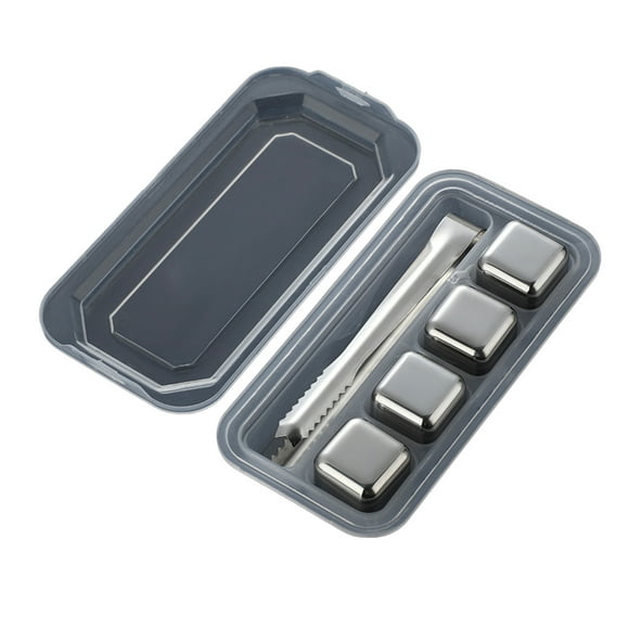 HJQEQVD Depot Reusable Ice Cubes for Drinks Stainless Steel Whiskey Stones Cooling Metal Whiskey Rocks with Tongs Chilling Stones for Wine Vodka and Other Beverage Set