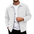 thumbnail image 5 of Mens Corduroy Bomber Jacket with Pocekts Casual Full Zip Lapel Long Sleeve Lightweight Shirt Jacekt White L, 5 of 8