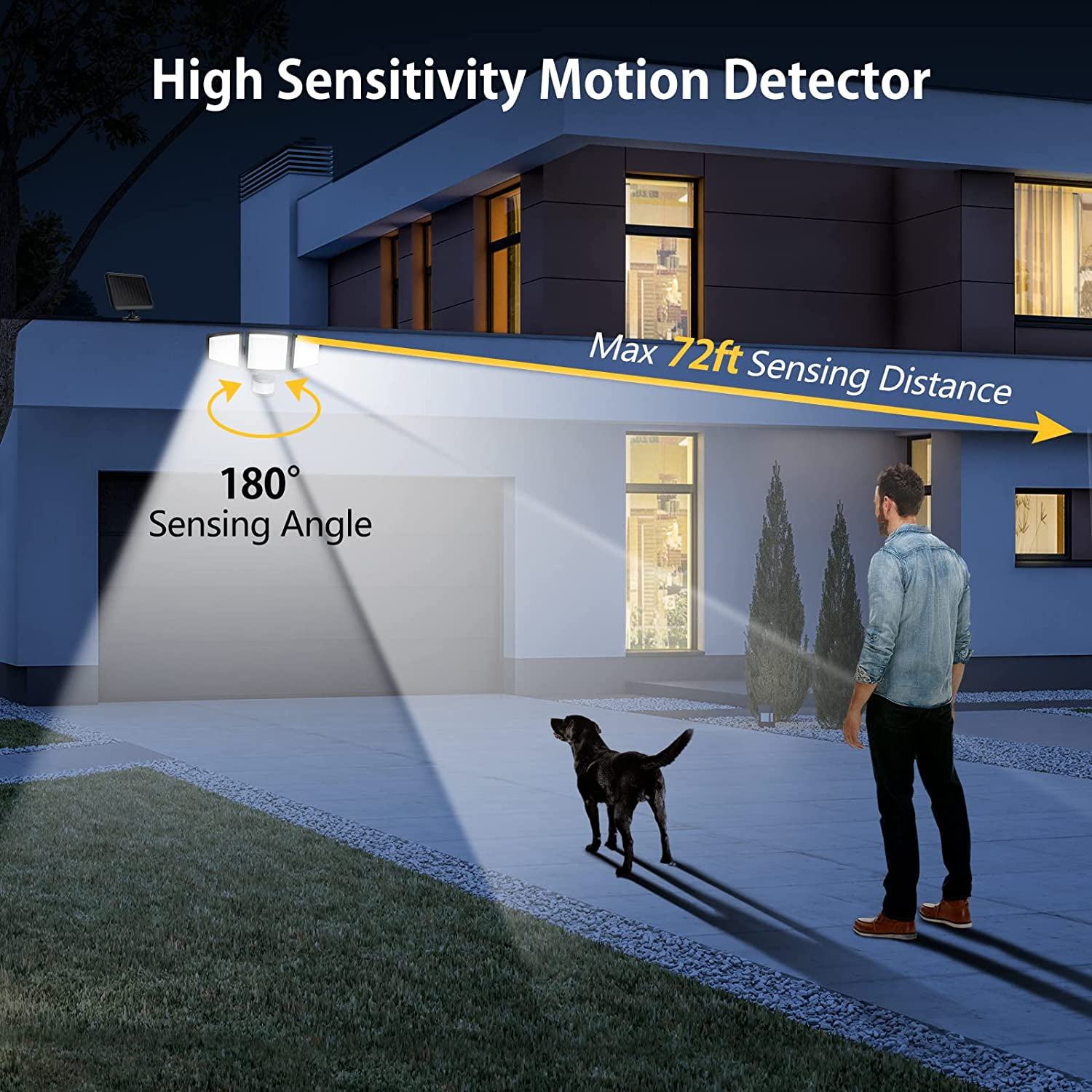 SZRSTH Solar Lights Outdoor - 3000LM Motion Sensor Flood Light with Remote LED Security Wall Lamp for Outside Garage Yard