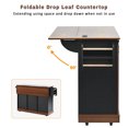 thumbnail image 2 of YIYADO 55.5-Inch Rolling Farmhouse Kitchen Island with Drop Leaf, Sliding Barn Door, Power Outlets and Storage, 2 of 7