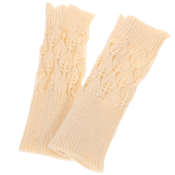 Soimiss 1 Pair Crochet Fingerless Gloves Pink Hand Warmers Acrylic Wool Perfect for Driving Back to School