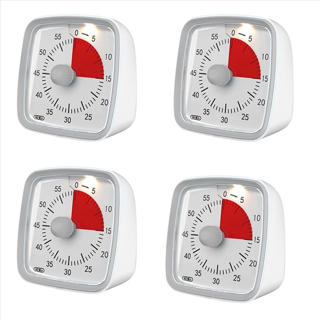 4X Temporizador de 60 Minutos, Temporizador de Aula, Temporizador de Cuenta Regresiva para NiñOs y Adultos, Herramienta de GestióN del Tiempo para EnseñAr Gris
