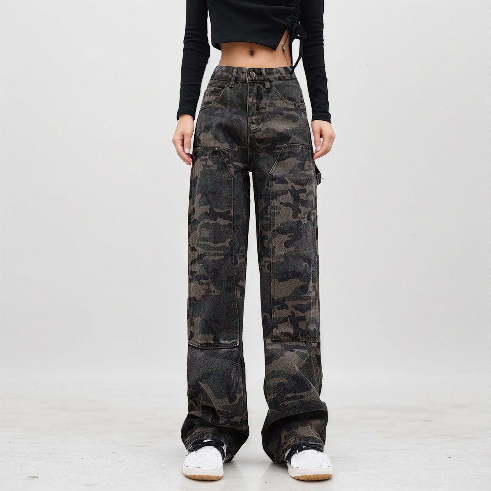 WILLBEST Jeans Mujer Pantalones Casuales de Pierna Ancha Con