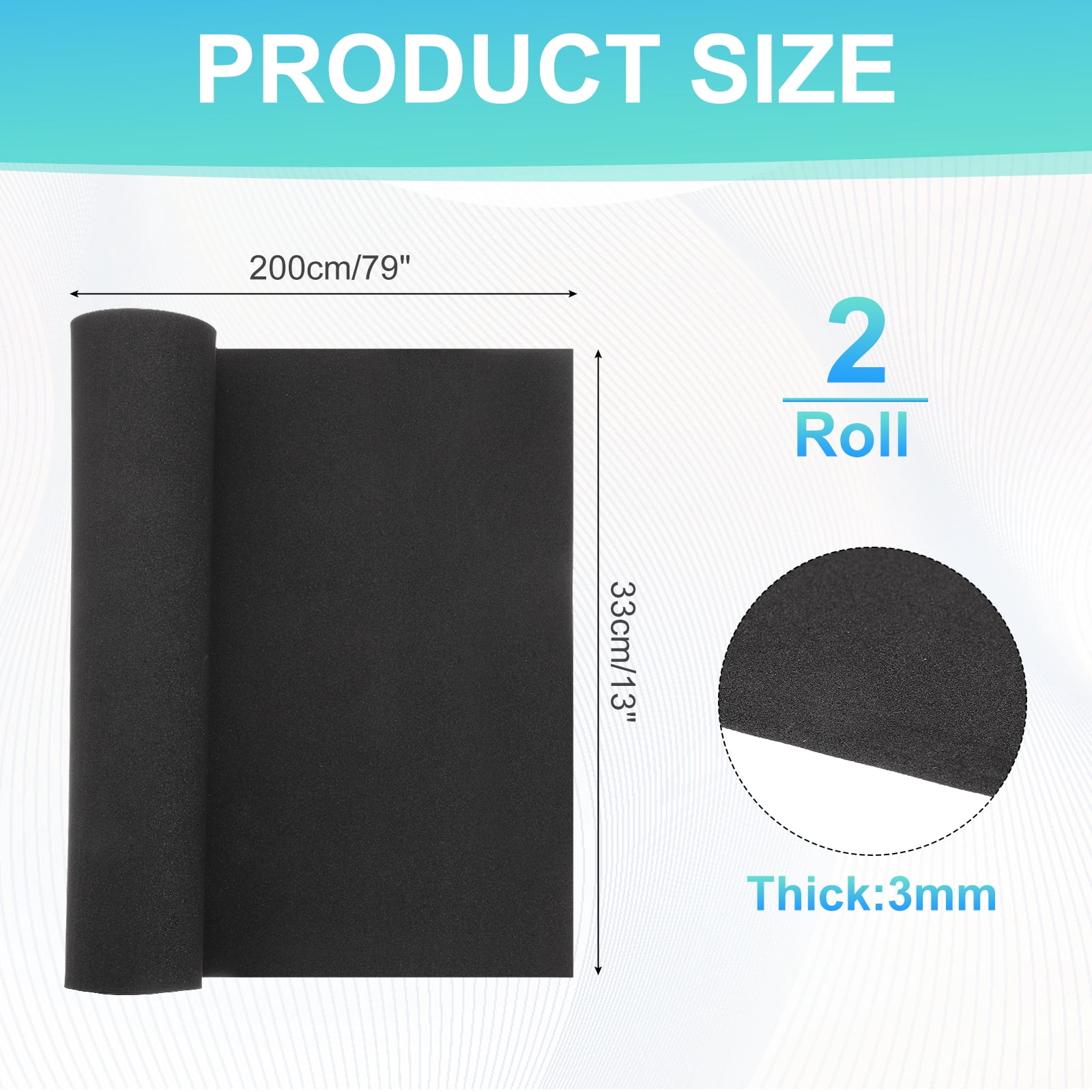 Uxcell 2 Roll Black Foam Sheets, 79" x 13" x 1/8" High Density EVA Foam Roll Board Cosplay Craft Sheet for DIY Crafts Projects Furniture Protecting Insulation Weather Stripping
