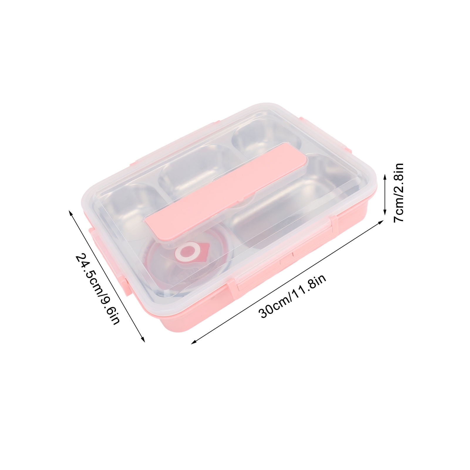 5-Compartment Stainless Steel Lunch Box Set - Heat Preservation Container with Chopsticks & Spoon, Pink